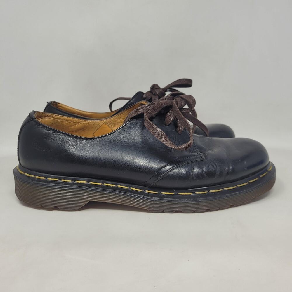 Vintage Dr. Martens Shoes Womens 10 Black Leather England Lace Up Oxfords 1461 - Picture 2 of 13